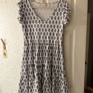 Floral Print Ruffle Sleeve Dress